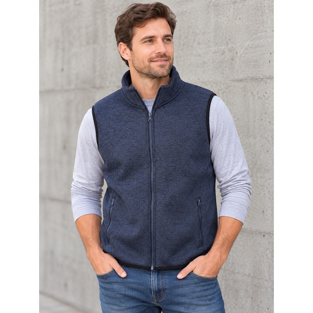 Ascend Vest Mens Medium Gray Full Zip Fleece Lined Outdoor Layer Pockets Warm